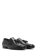 Men's Black Tasseled Leather Casual Loafer | Derimod