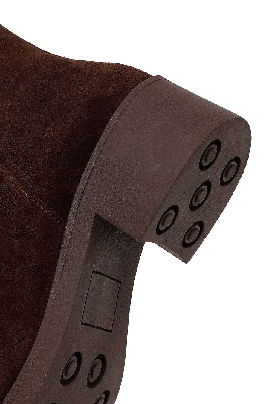 Woman Brown Zip Closure Chunky Heeled Suede Boots