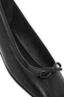 Derimod Flex Woman Black Bow Leather Ballerine Shoes | Derimod