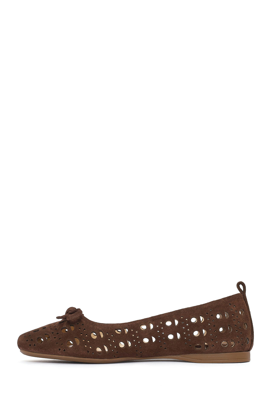 Women's Brown Patterned Suede Leather Ballet Flats