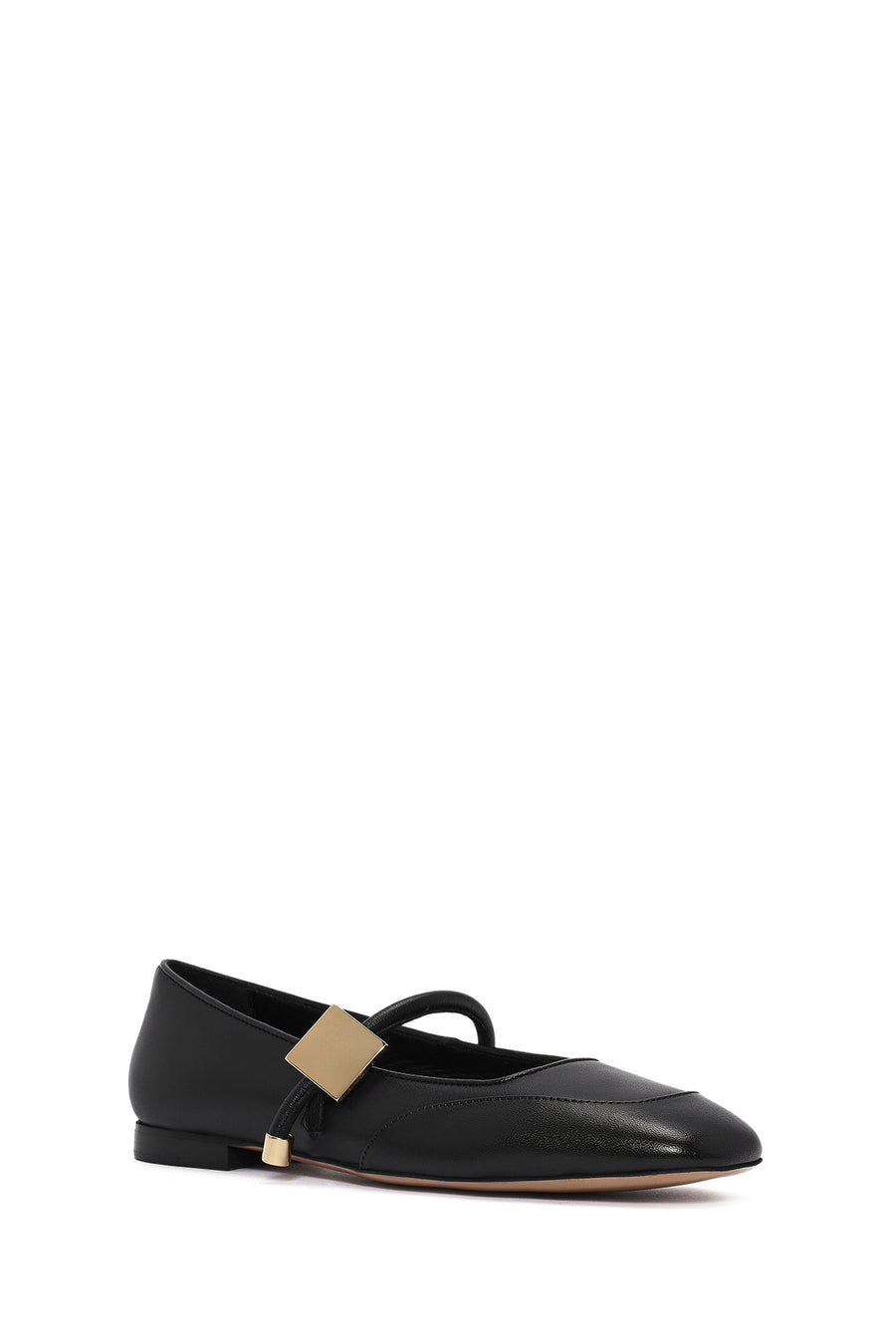 Women's Black Buckle Detailed Leather Ballerinas