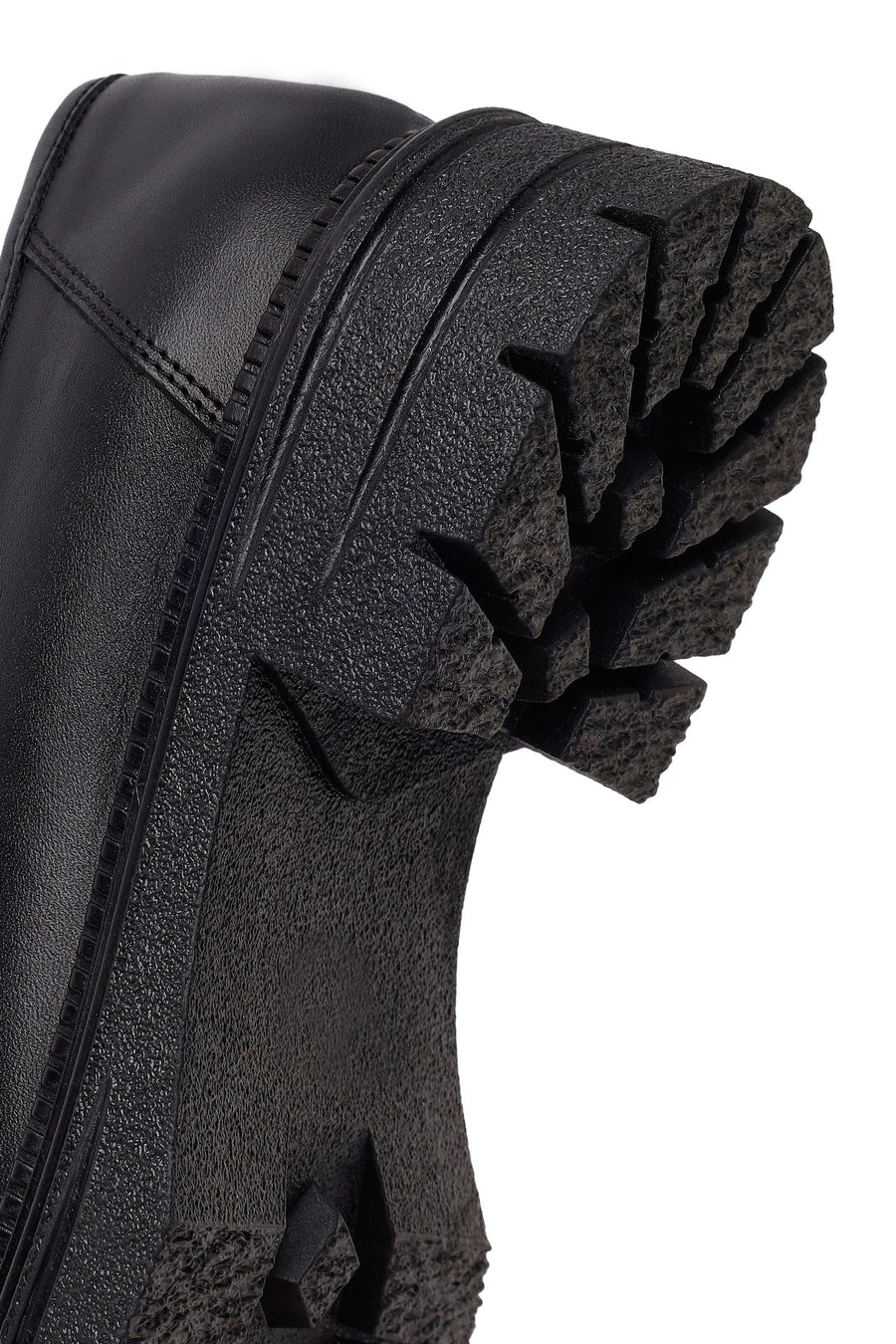 Woman Black Thick-Soled Leather Masculine Loafer