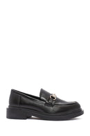 Woman Black Buckled Masculine Loafer | Derimod