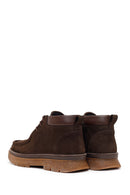 Male Brown Lace-Up Thick-Soled Nubuck Leather Boots | Derimod