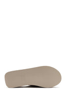 Women's Gray Wedge Heeled Suede Leather Slippers | Derimod