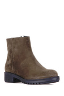 Zippered Women's Suede Boots | Derimod