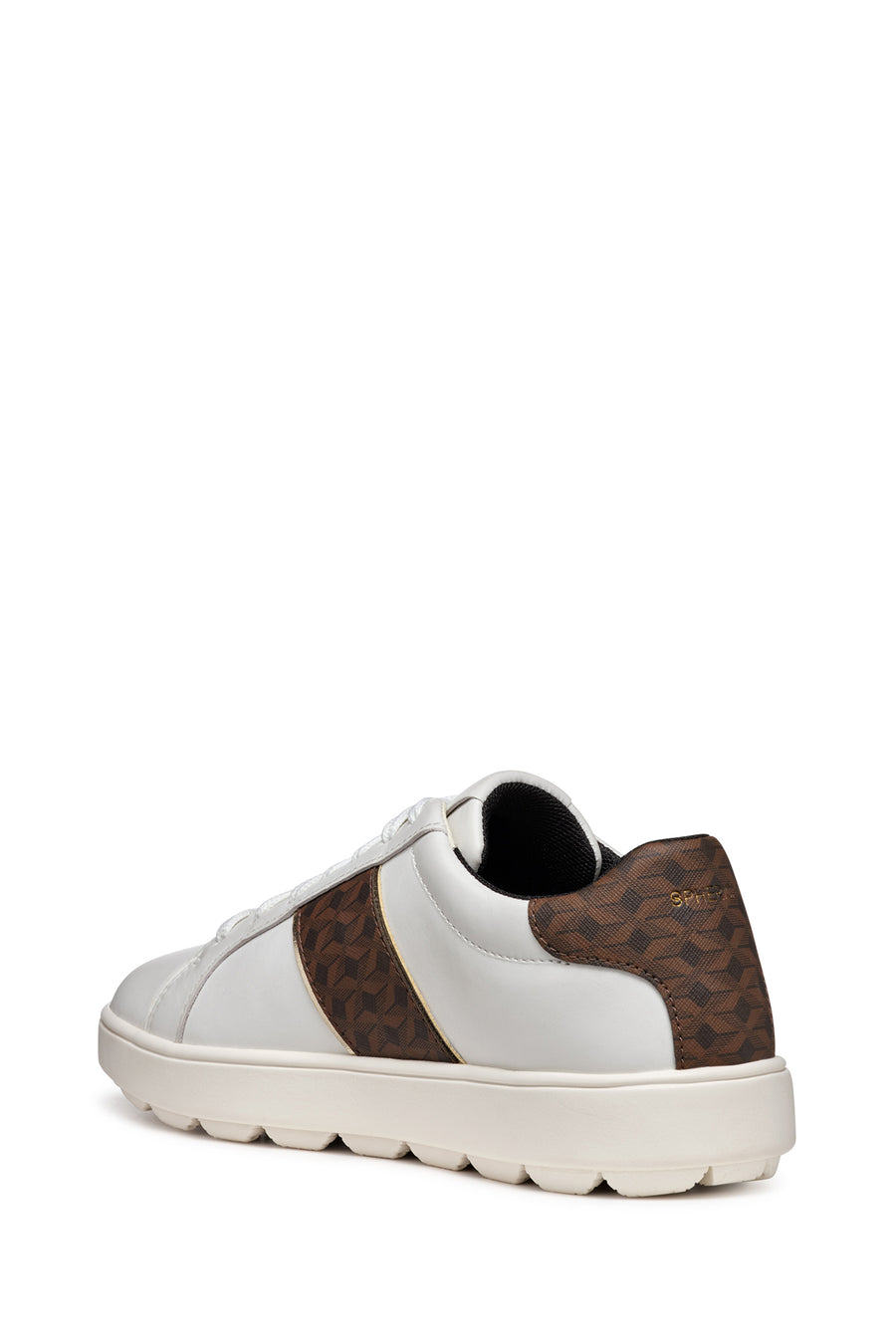 Geox Women's White Spherica Ecub-1 Lace-Up Leather Sneaker
