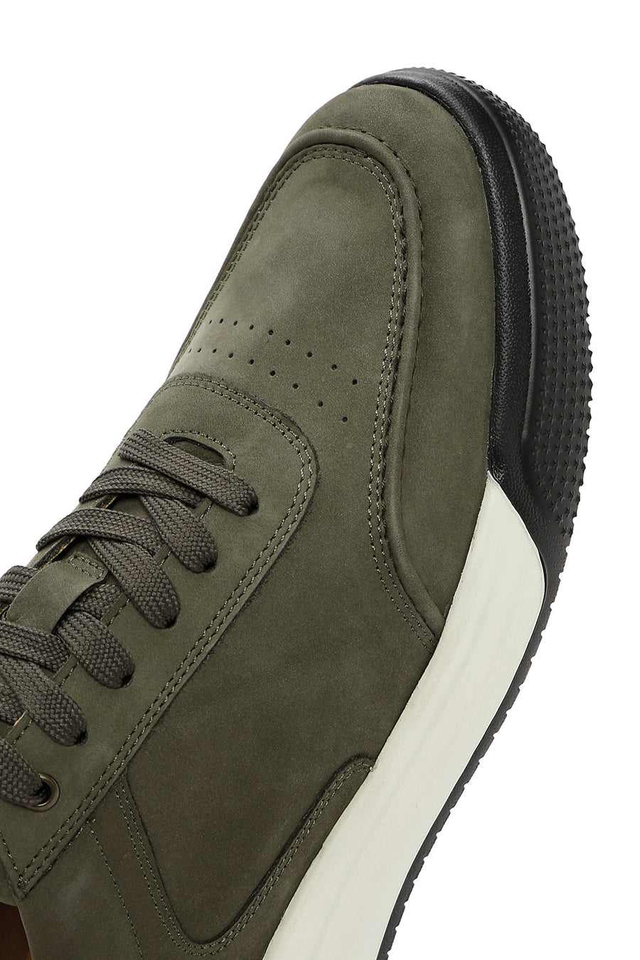 Male Green Lace-Up Nubuck Leather Sneaker