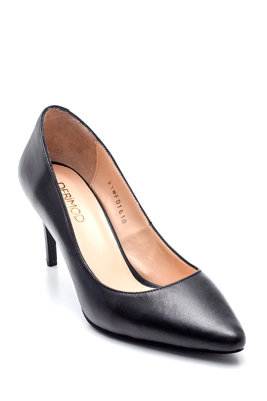 Kadın Siyah Deri Klasik Stiletto