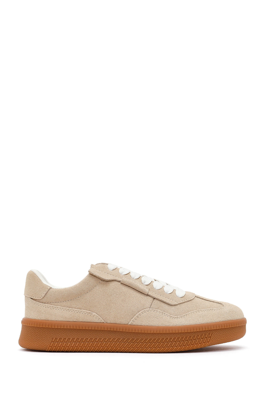 Woman Beige Lace-Up Suede Leather Sneaker 26PFD431910 | Derimod