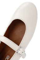 Women's White Buckled Leather Ballerinas | Derimod