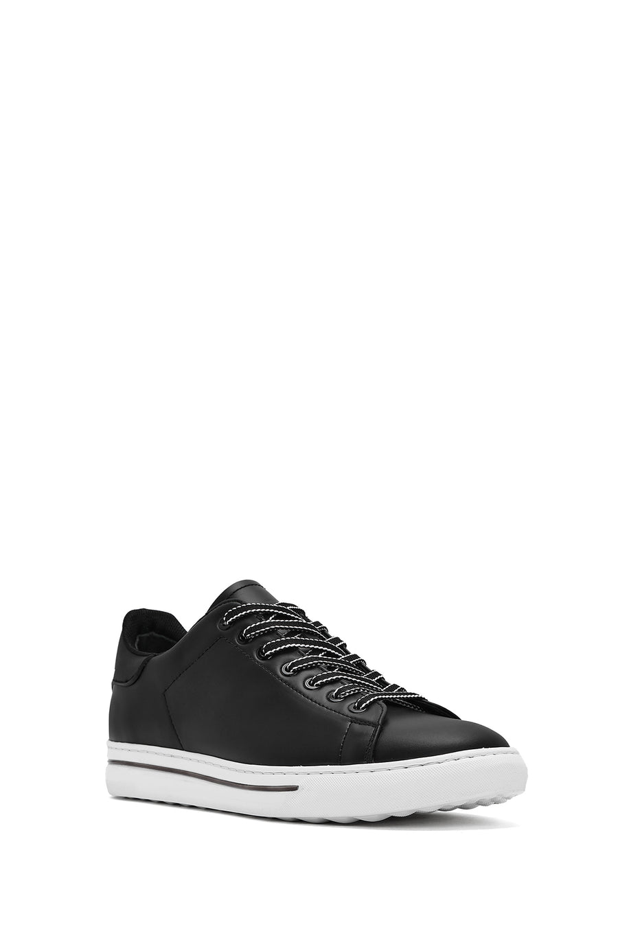 Men's Black Lace-up Leather Sneaker