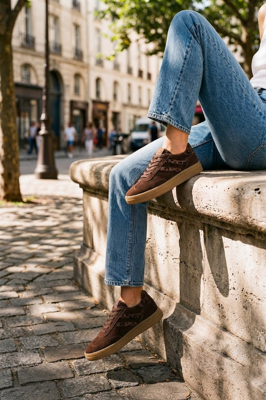 Woman Brown Lace-Up Suede Leather Sneaker
