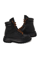 Harley Davidson Woman Black Angelhard Lace-Up Leather Combat Boots | Derimod