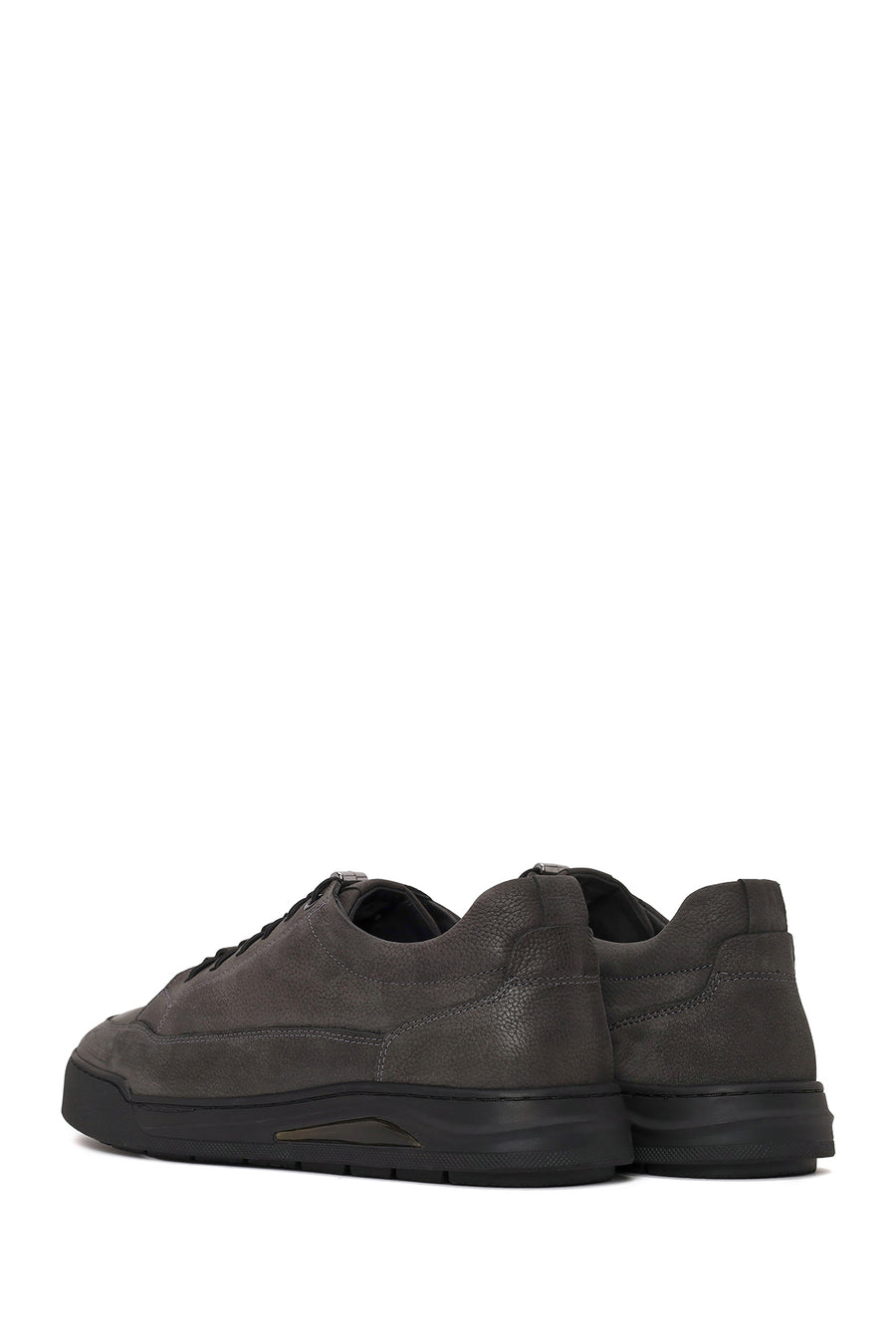 Erkek Gri Bağcıklı Kalın Tabanlı Nubuk Deri Casual Sneaker