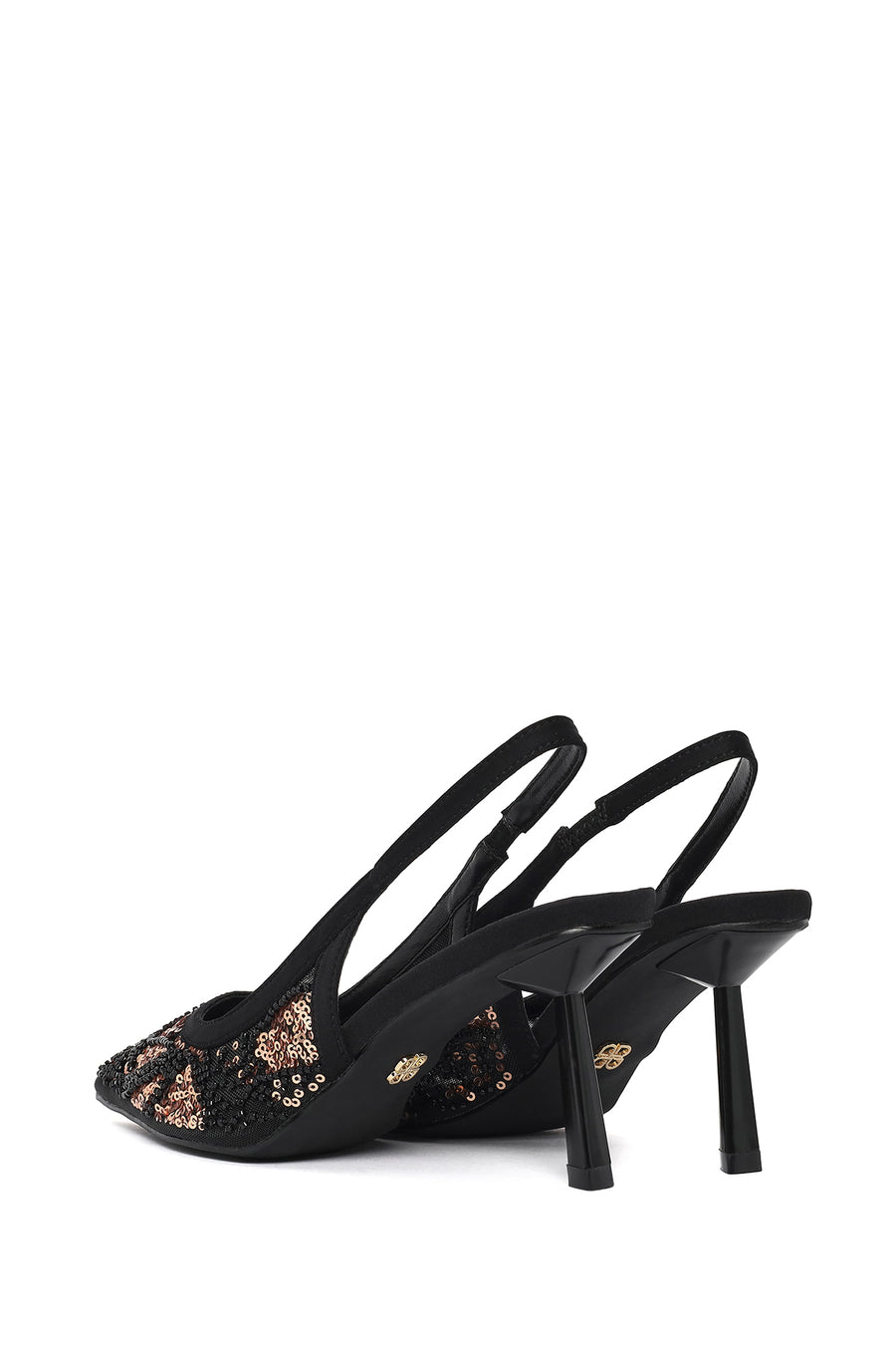 Woman Black Backless Sequin-Patterned Stiletto-Heel Shoes
