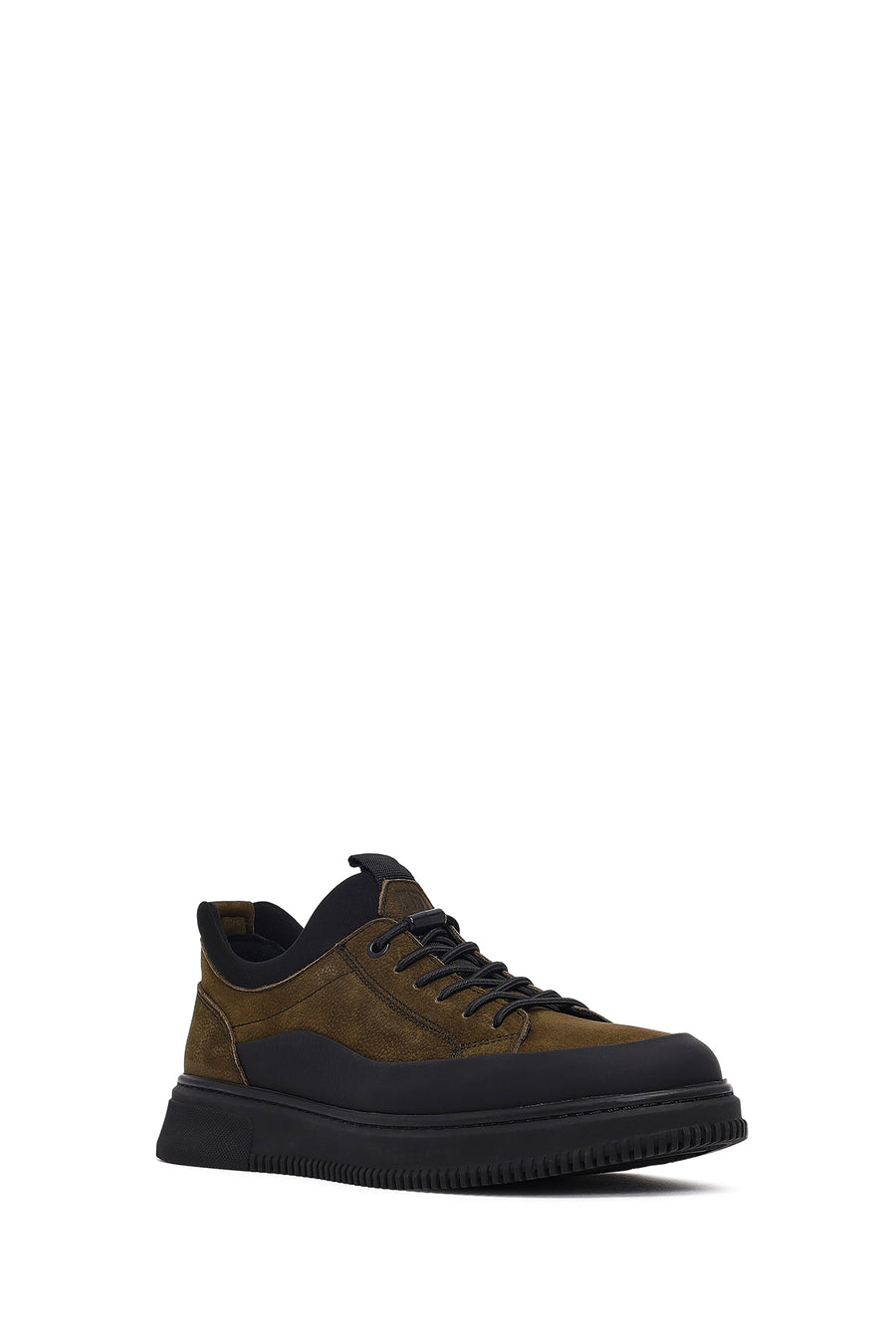 Male Khaki Lace-up Nubuck Leather Sneaker