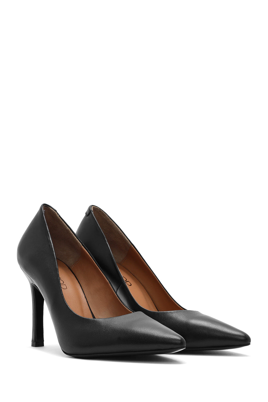 Women's Black High Thin Heel Leather Stiletto