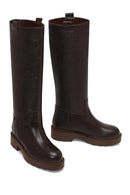 Women's Brown Thick-Soled Leather Boot | Derimod