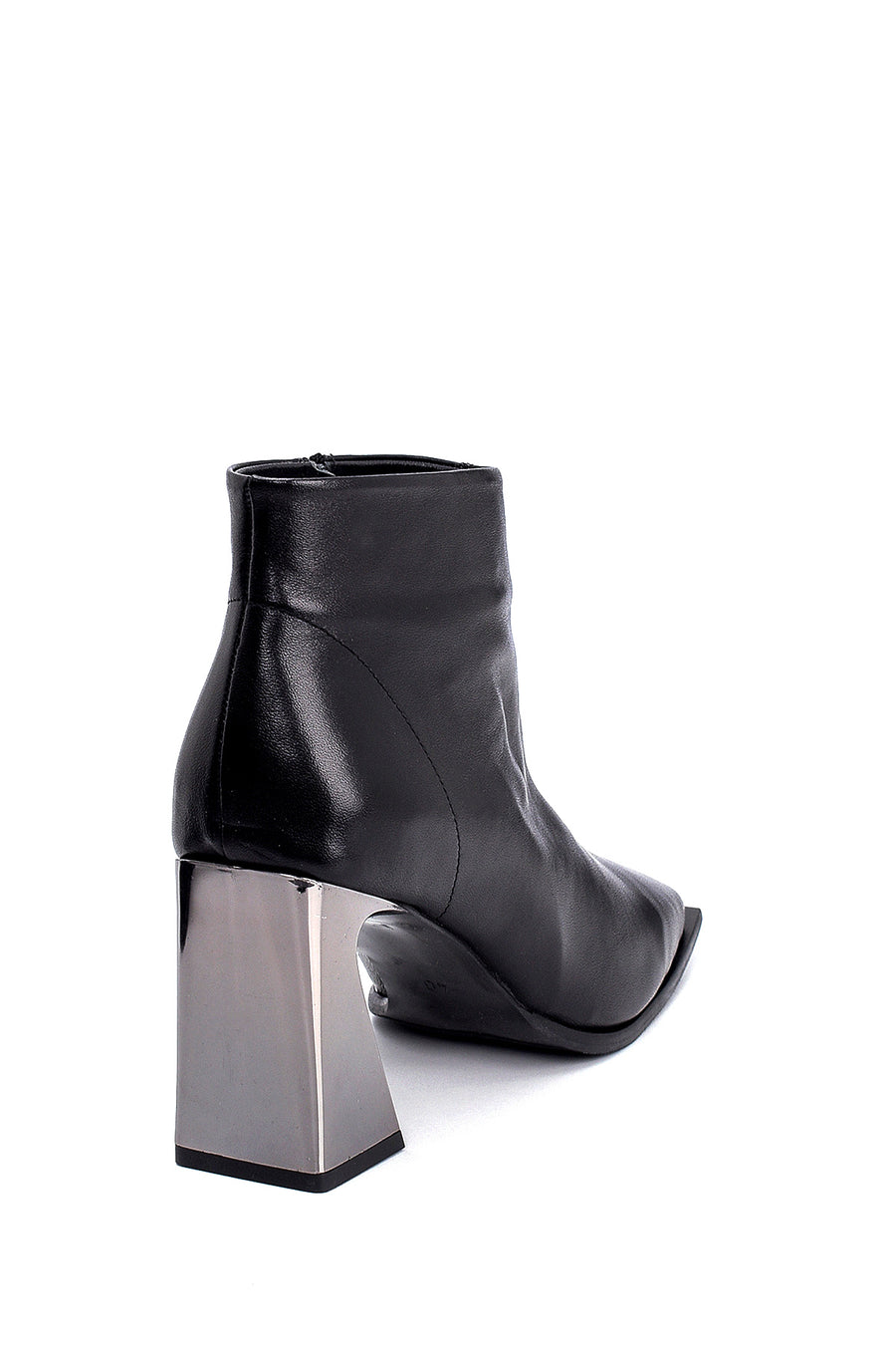 Women's Leather Heel Detailed Boots