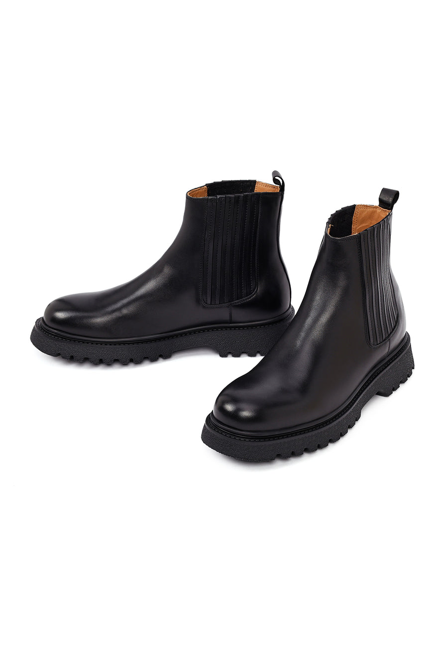 Men's Black Thick-Soled Leather Chelsea Boot