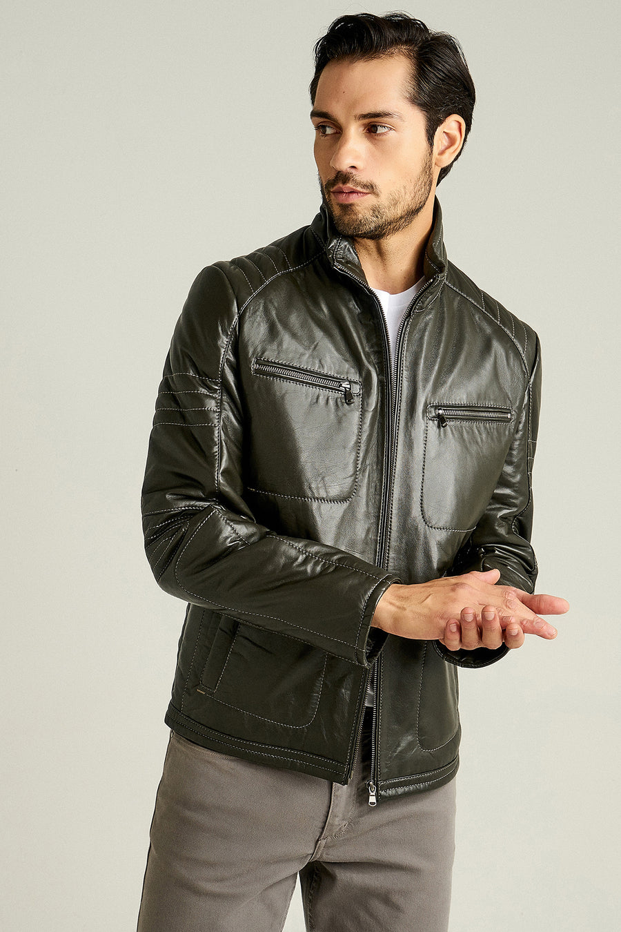Bill Men's Green Coat 18WGE629547 | Derimod