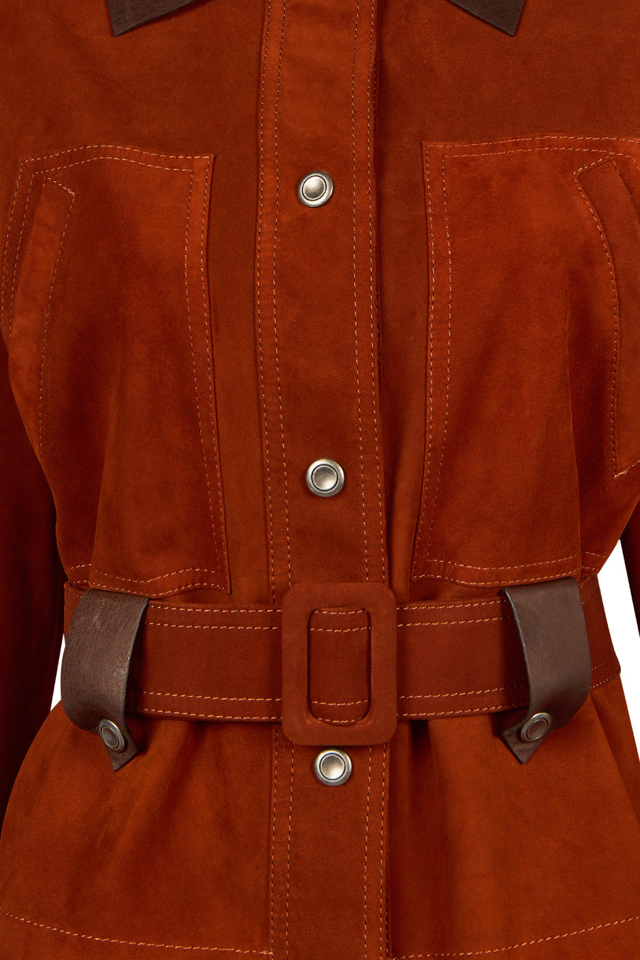 Capri Woman Cinnamon Shirt Collar Short Suede Leather Jacket