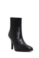 Women's Black Zippered High Thin Heel Leather Boot | Derimod