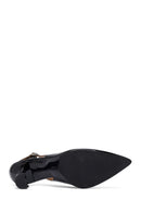 Woman Black Backless Chunky-Heeled Leather Shoes | Derimod