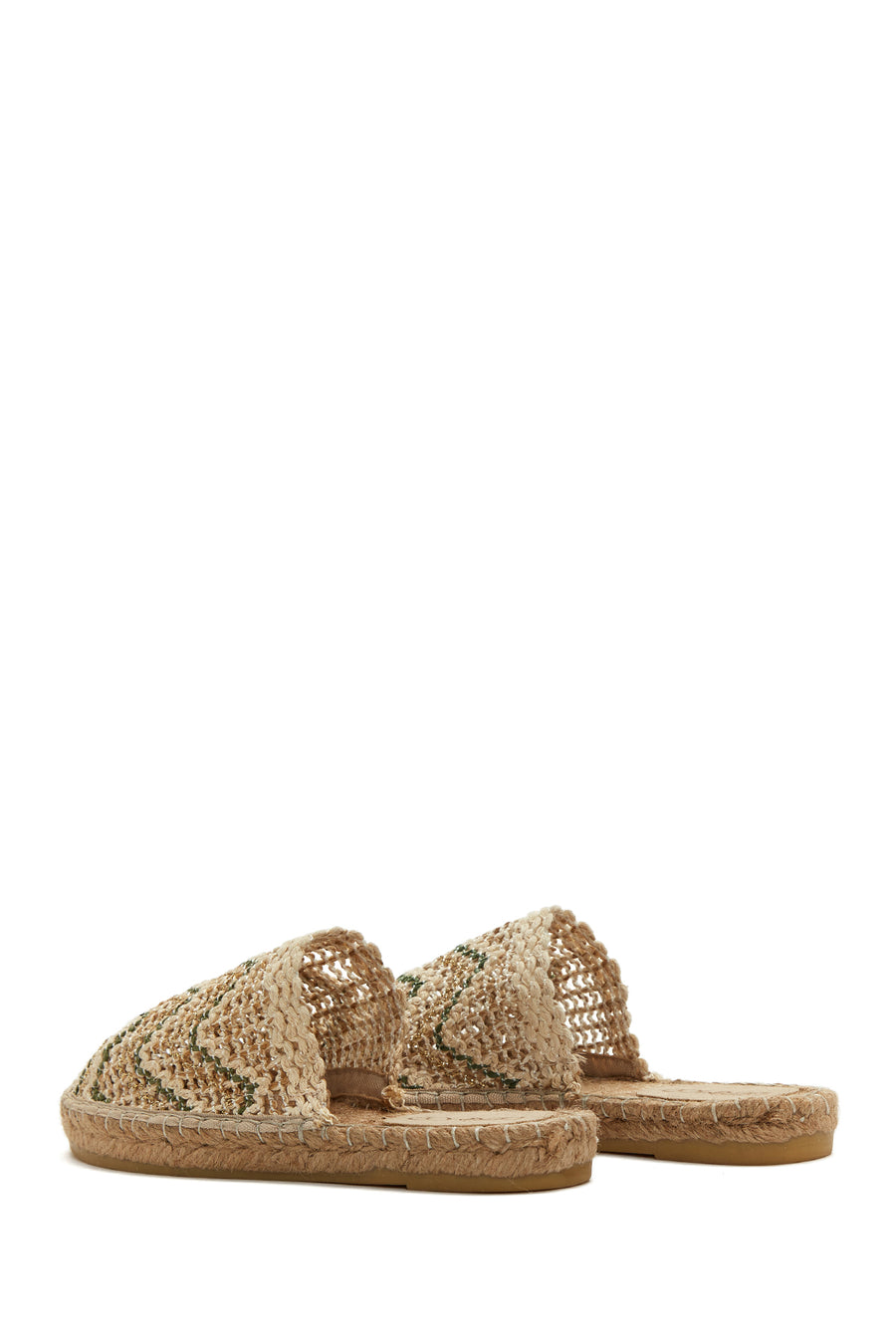 Women's Beige Straw Slippers