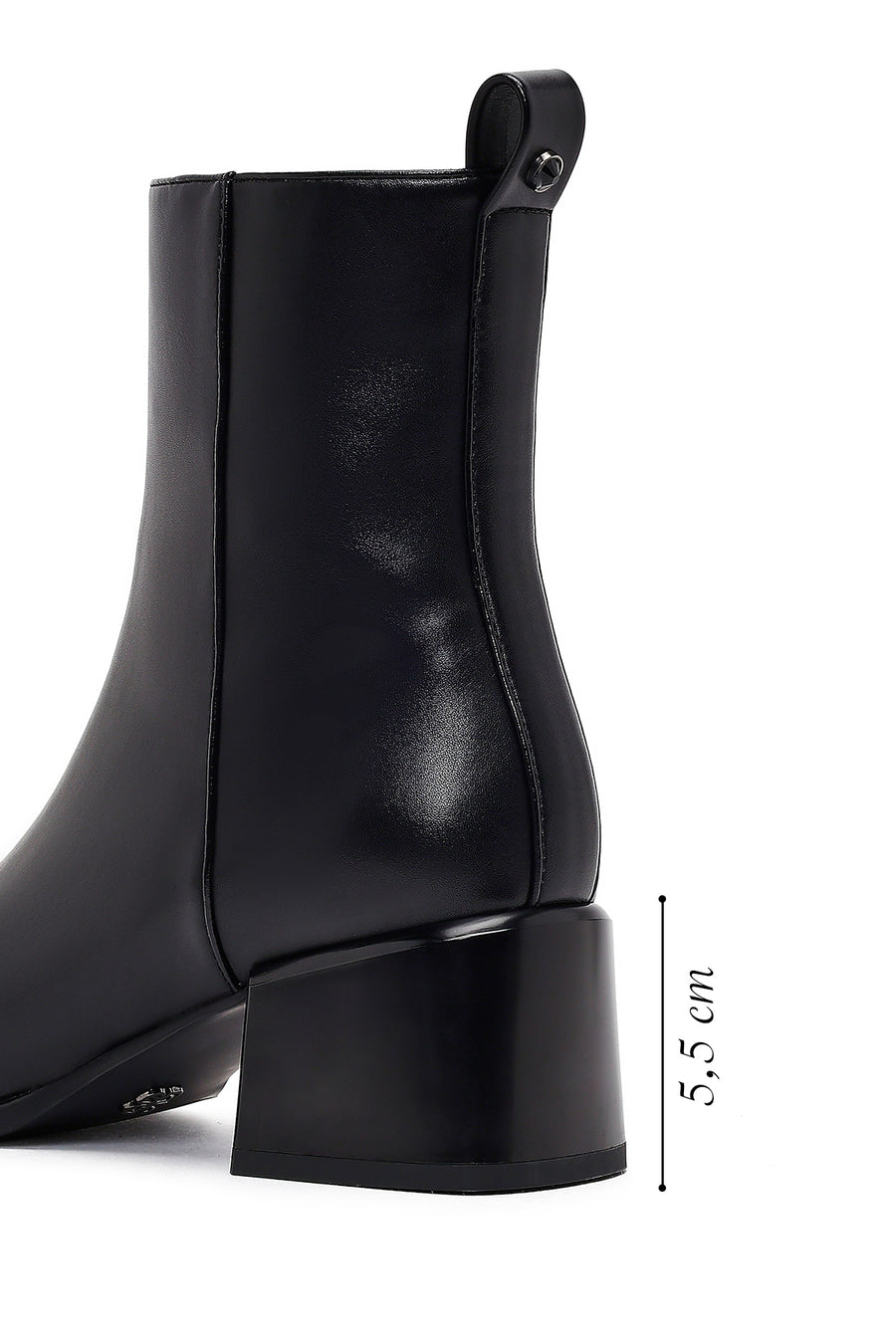 Women's Black Zippered Low Heel Boots