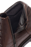 Men's Brown Zippered Leather Boat | Derimod