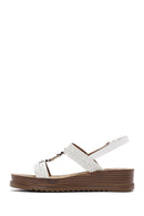 Women's White Ankle Strap Thick Soled Braided Sandals | Derimod