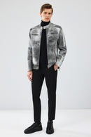 Carrera Men's Gray Nubuck Leather Sport Jacket | Derimod