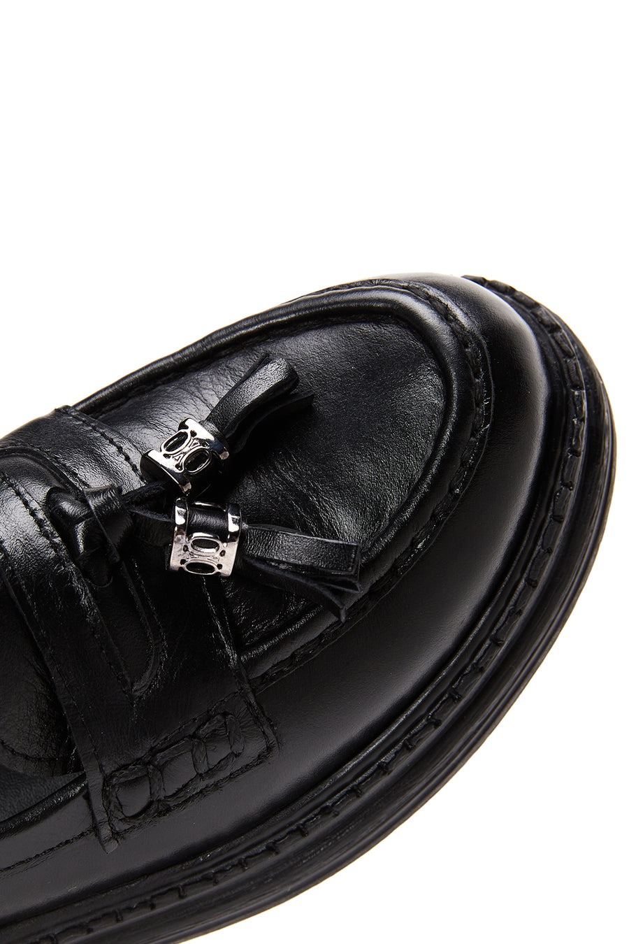 Women's Black Leather Tassel Loafer