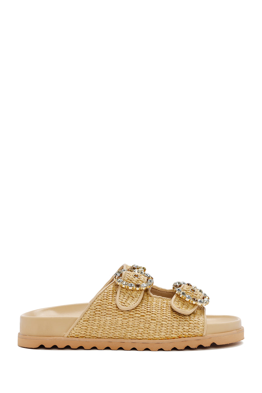Women's Beige Straw Stone Slippers 25SFD4403M7 | Derimod