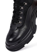 Men's Black Zippered Leather Boat | Derimod