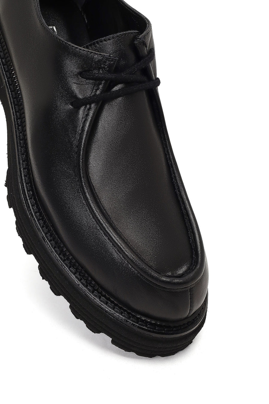 Woman Black Lace-Up Thick-Soled Masculine Shoes