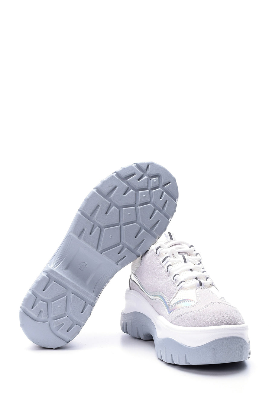 Women's Silver Detailed Suede Sneaker