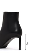 Woman Black Zip Closure Stiletto Heel Leather Boots | Derimod