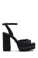 Women's Black Ankle Buckle Platform High Thick Heel Sandals | Derimod