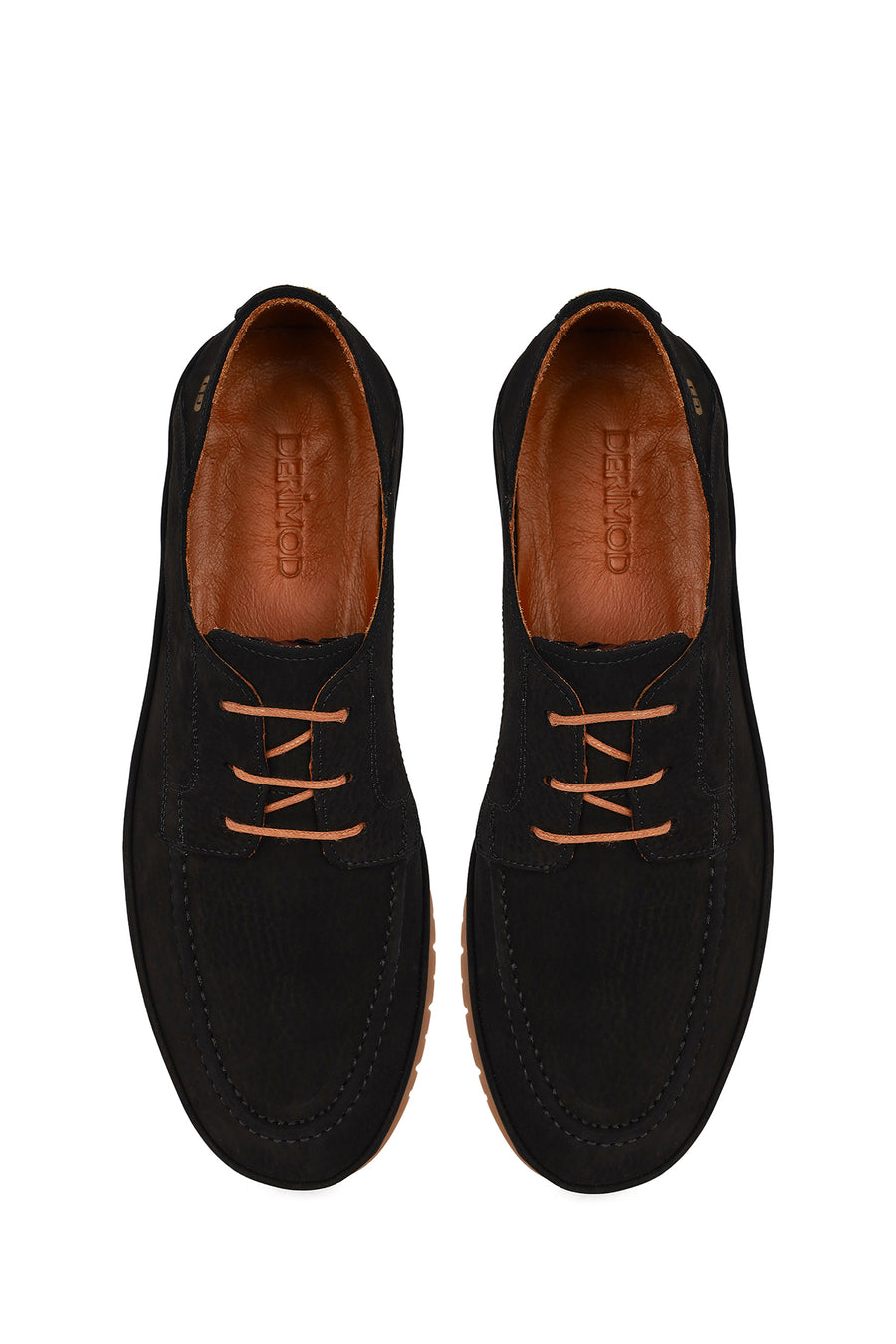 Men's Black Lace-Up Nubuck Leather Casual Shoes