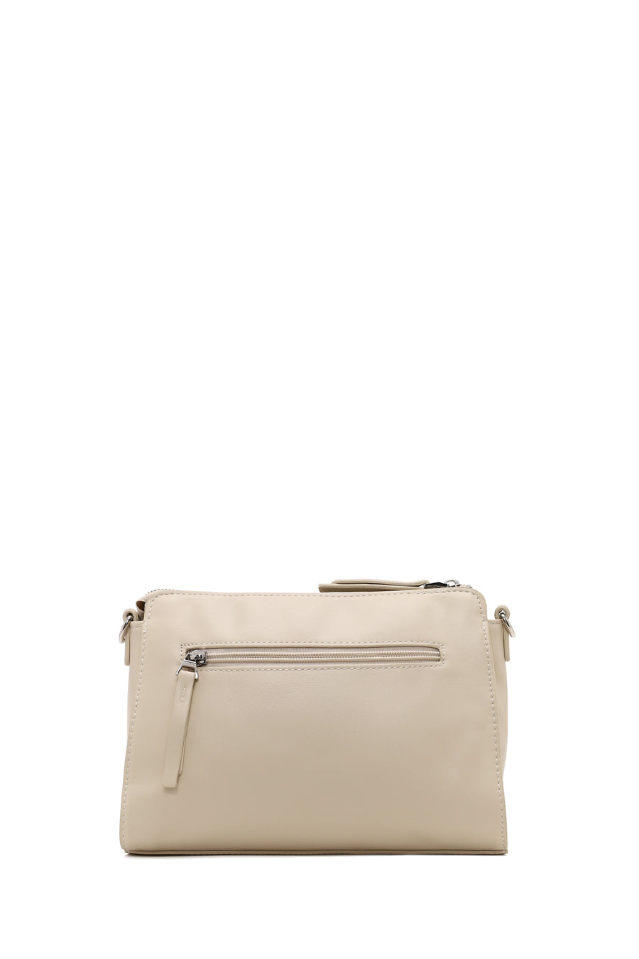 Woman Cream Long-Strap Patterned Crossbody Bag