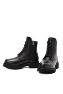 Women's Black Zippered Leather Boots | Derimod