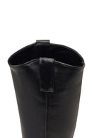 Women's Black Low-Heeled Leather Cowboy Boots | Derimod