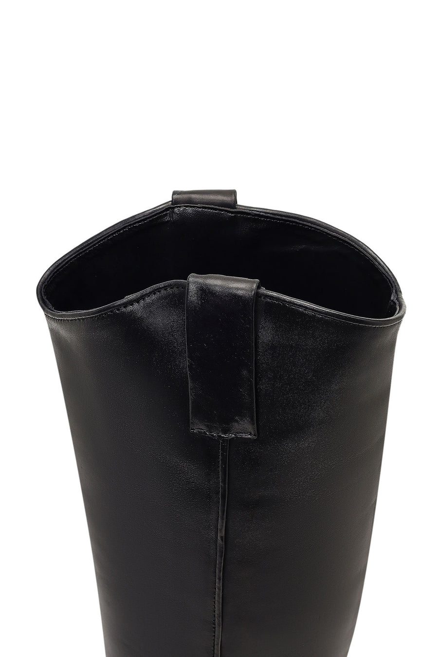 Women's Black Low-Heeled Leather Cowboy Boots
