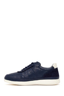 Erkek Lacivert Bağcıklı Deri Casual Sneaker | Derimod