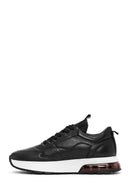Men's Black Lace-Up Thick Sole Leather Sneakers | Derimod