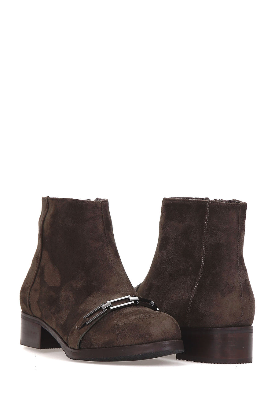 Women's Suede Buckle Boots