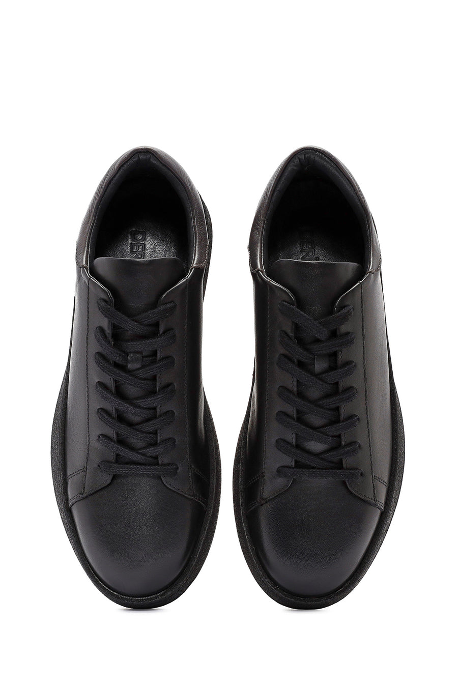 Erkek Siyah Bağcıklı Deri Sneaker